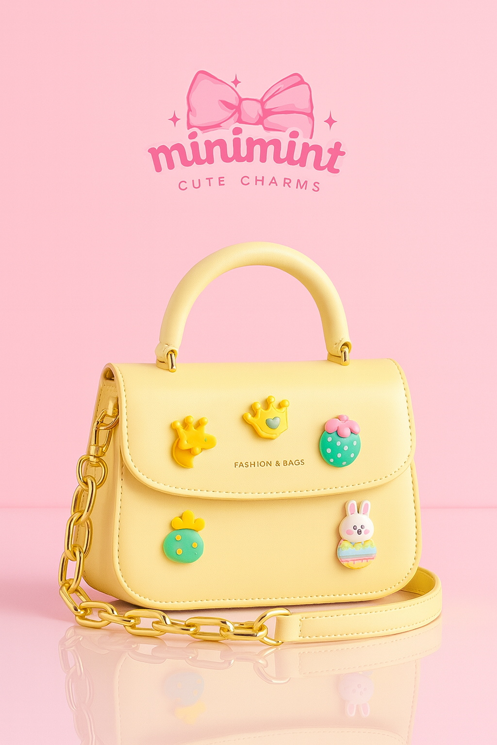 Sunny Charm Handbag β Yellow Cute Bag With Removable Cartoon Pins