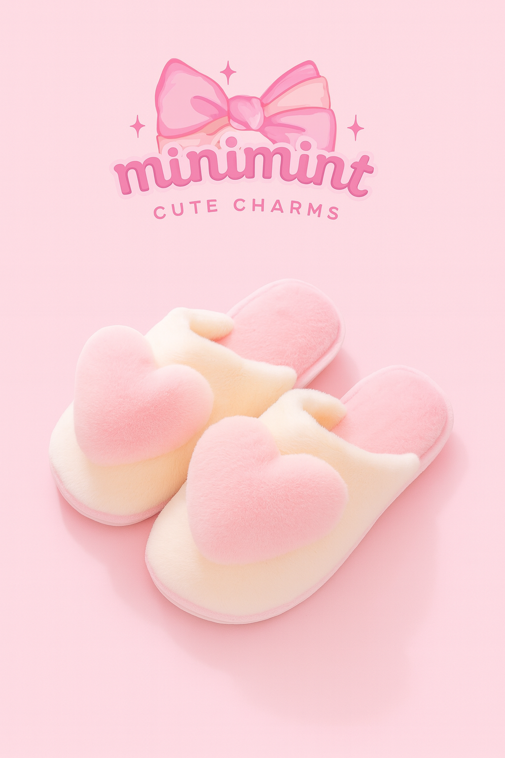 Pink Heart Plush Slippers β Soft & Cozy Indoor Slides