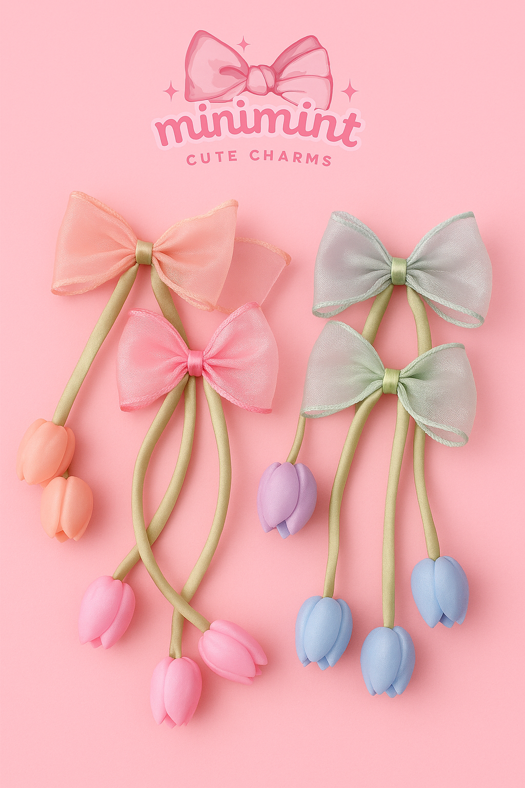 Tulip Ribbon Hair Clips β Pastel Bloom Edition (Set of 2)