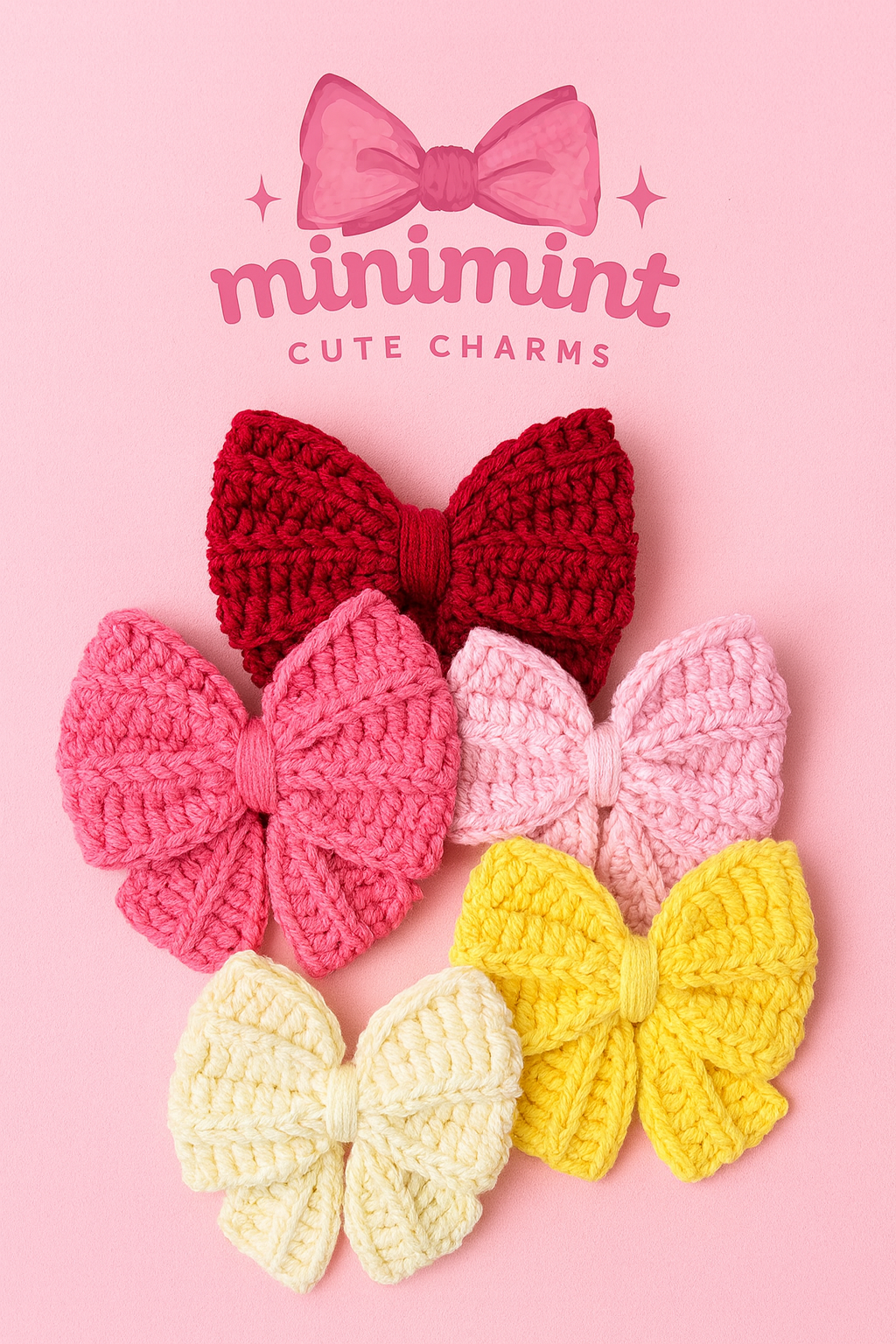 Handmade Crochet Bow Hair Clips β Soft Knitted Aesthetic (5 Colors)