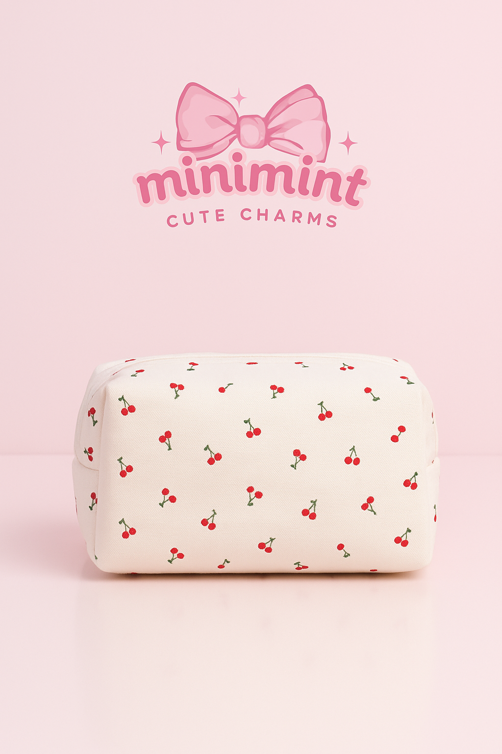 Cherry Canvas Pouch β Cute Aesthetic Makeup & Travel Organizer