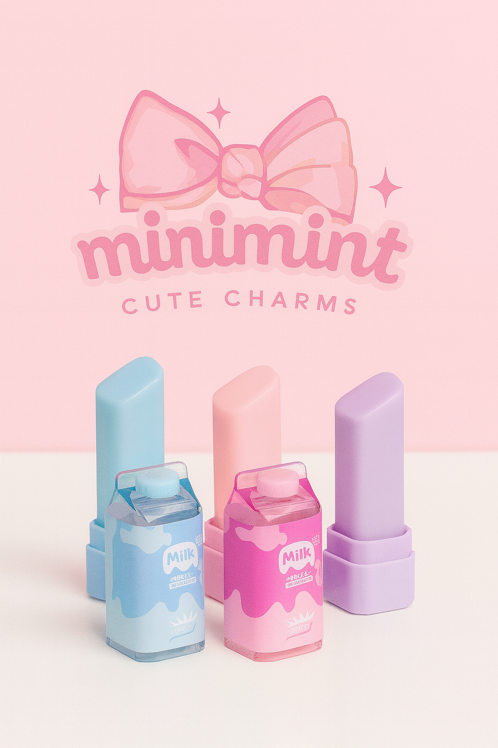 Milk Carton Eraser – Cute Pastel Mini Erasers | Soft & Smooth | School & Journaling Use